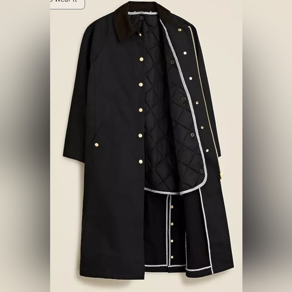 NWT J.Crew Long Barn Jacket in Waxed Cotton Twill Size SP - Picture 4 of 11